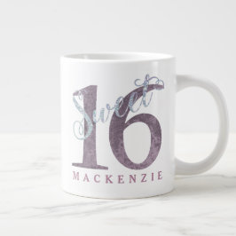 16e Dusty Pink Rose | Sweet 16 zilveren glitter | Grote Koffiekop