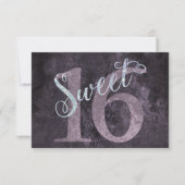 16e Dusty Pink Rose | Sweet 16 zilveren glitter Kaart (Voorkant)