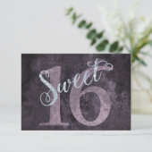 16e Dusty Pink Rose | Sweet 16 zilveren glitter Kaart (Staand voorkant)