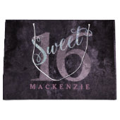 16e Dusty Pink Rose | Sweet 16 zilveren glitter | Large Cadeautasje (Voorkant)