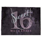 16e Dusty Pink Rose | Sweet 16 zilveren glitter | Large Cadeautasje (Achterkant)