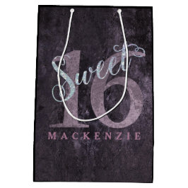 16e Dusty Pink Rose | Sweet 16 zilveren glitter | Medium Cadeauzakje