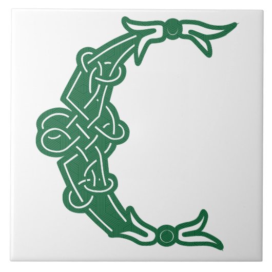16e eeuw Celtic Knot Decorative Capital C Tegeltje (Voorkant)