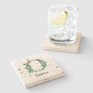 16e eeuw Celtic Knot Decorative Capital D Stenen Onderzetter