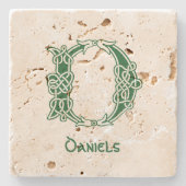 16e eeuw Celtic Knot Decorative Capital D Stenen Onderzetter (Voorkant)