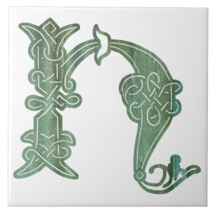 16e eeuw Celtic Knot Decorative Capital H Tegeltje