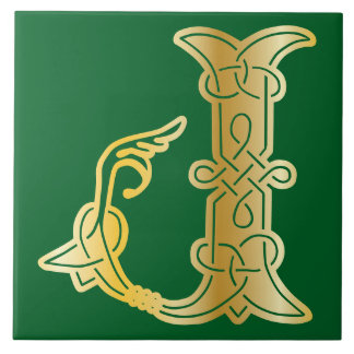 16e eeuw Celtic Knot Decorative Capital J Tegeltje