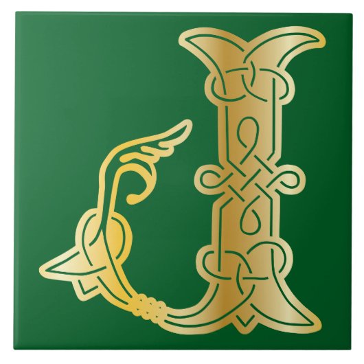 16e eeuw Celtic Knot Decorative Capital J Tegeltje (Voorkant)