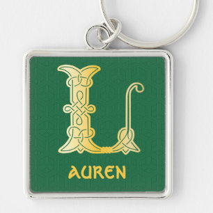 16e eeuw Celtic Knot Decorative Capital L Sleutelhanger