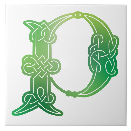 16e eeuw Celtic Knot Decorative Capital P Tegeltje (Voorkant)