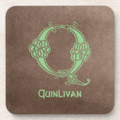 16e eeuw Celtic Knot Decorative Capital Q Bier Onderzetter (Voorkant)