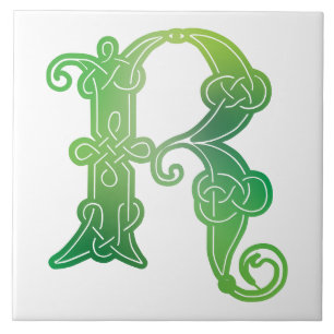 16e eeuw Celtic Knot Decorative Capital R Tegeltje