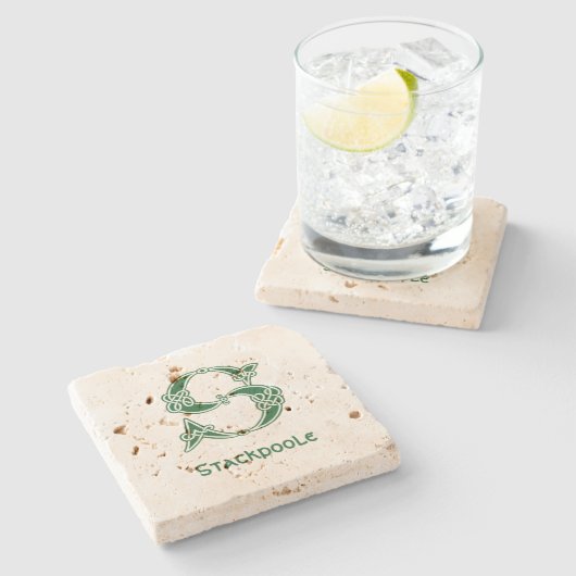 16e eeuw Celtic Knot Decorative Capital S Stenen Onderzetter (Zijkant)