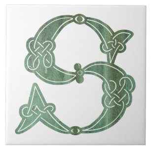 16e eeuw Celtic Knot Decorative Capital S Tegeltje