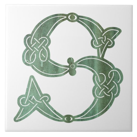 16e eeuw Celtic Knot Decorative Capital S Tegeltje (Voorkant)