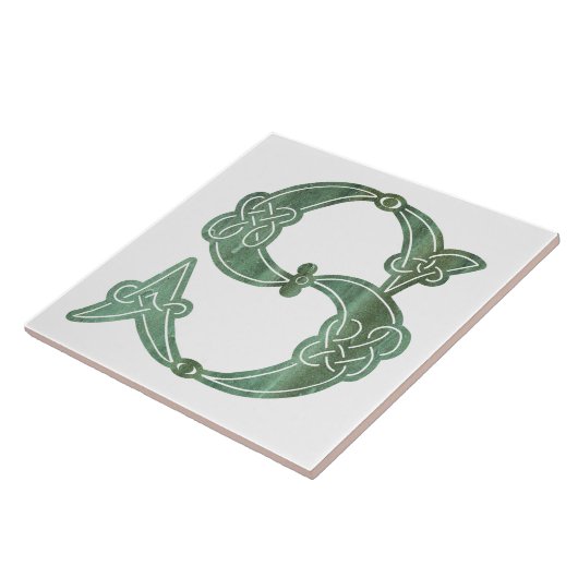 16e eeuw Celtic Knot Decorative Capital S Tegeltje (Zijkant)