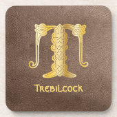 16e eeuw Celtic Knot Decorative Capital T Bier Onderzetter (Voorkant)