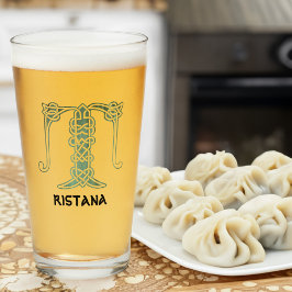 16e eeuw Celtic Knot Decorative Capital T Glas