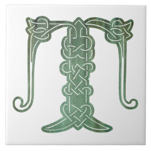 16e eeuw Celtic Knot Decorative Capital T Tegeltje