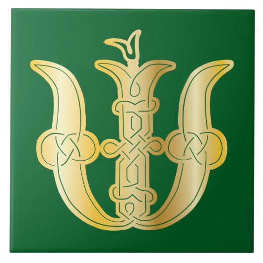16e eeuw Celtic Knot Decorative Capital W Tegeltje (Voorkant)