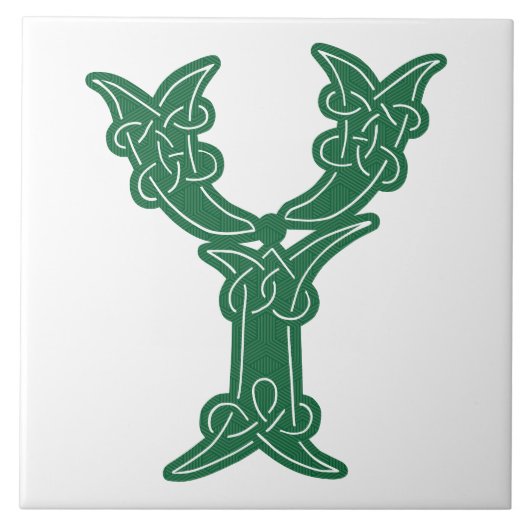 16e eeuw Celtic Knot Decorative Capital Y Tegeltje (Voorkant)