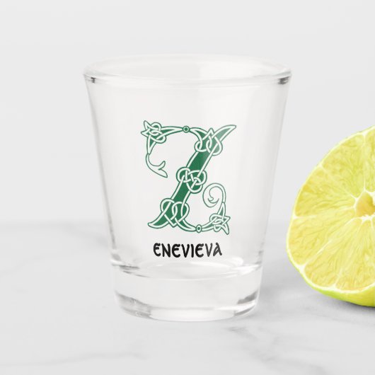 16e eeuw Celtic Knot Decorative Capital Z Shot Glas (Voorkant)