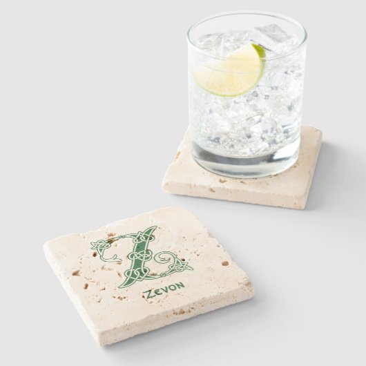 16e eeuw Celtic Knot Decorative Capital Z Stenen Onderzetter (Zijkant)