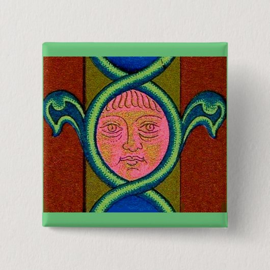 16e eeuw gevonden gezicht vierkante button 5,1 cm (Voorkant)