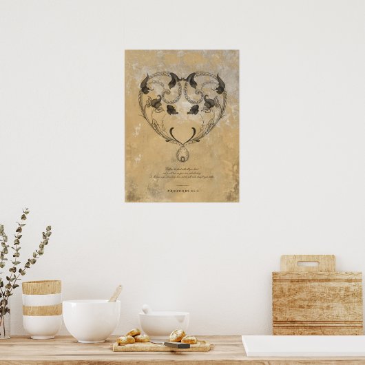  16E EEUW HART W/ SCRIPTURE POSTER (Keuken)