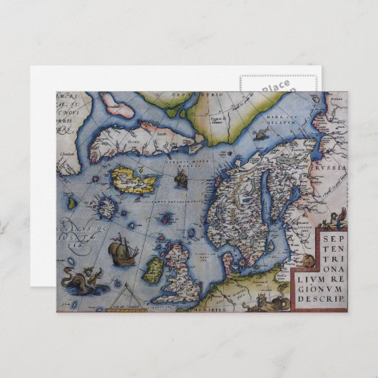 16e eeuw Kaart van Scandinavië (Voorkant / Achterkant)