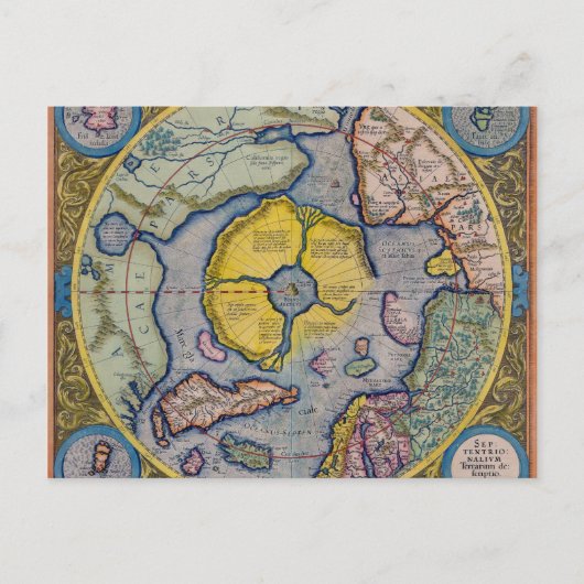 16e eeuw Mercator North Pole Map Briefkaart (Voorkant)