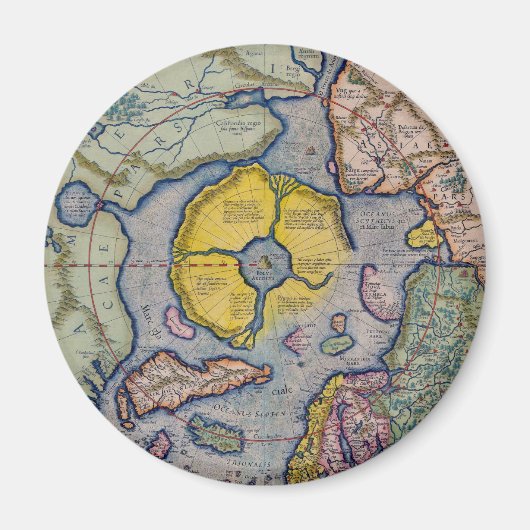 16e eeuw Mercator North Pole Map Magneet (Voorkant)