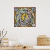 16e eeuw Mercator North Pole Map - Poster (Keuken)