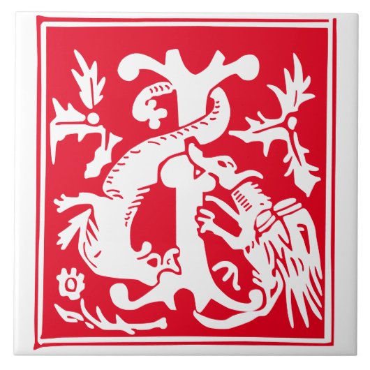 16e eeuw Mythic creeert decoratief kapitaal I Tegeltje (Voorkant)