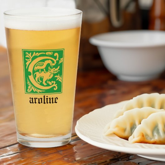 16e eeuw Mythische creaties Decoratief Kapitaal C Glas