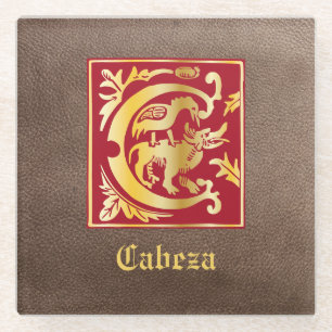 16e eeuw Mythische creaties Decoratief Kapitaal C Glazen Onderzetter