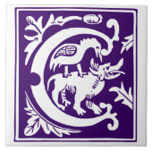 16e eeuw Mythische creaties Decoratief Kapitaal C Tegeltje (Voorkant)