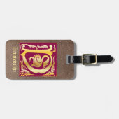 16e eeuw Mythische creaties Decoratief Kapitaal D Bagagelabel (Voorkant horizontaal)