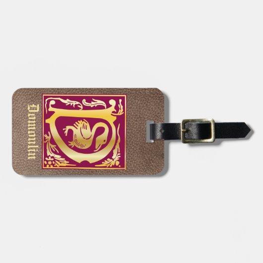 16e eeuw Mythische creaties Decoratief Kapitaal D Bagagelabel (Voorkant horizontaal)