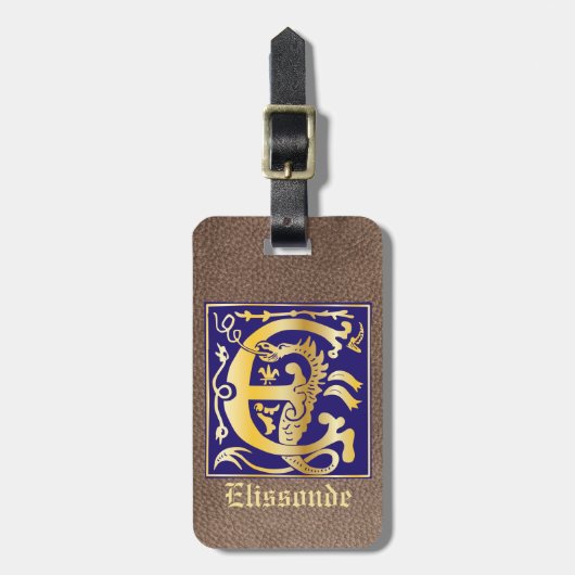 16e eeuw Mythische creaties Decoratief Kapitaal E Bagagelabel (Voorkant verticaal)