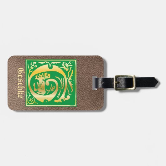 16e eeuw Mythische creaties Decoratief Kapitaal G Bagagelabel (Voorkant horizontaal)