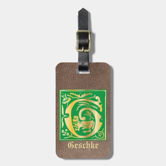 16e eeuw Mythische creaties Decoratief Kapitaal G Bagagelabel (Voorkant verticaal)