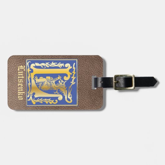 16e eeuw Mythische creaties Decoratief Kapitaal L Bagagelabel (Voorkant horizontaal)