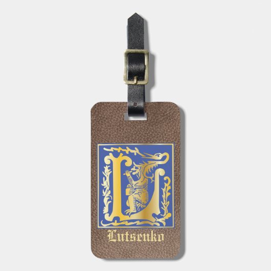 16e eeuw Mythische creaties Decoratief Kapitaal L Bagagelabel (Voorkant verticaal)