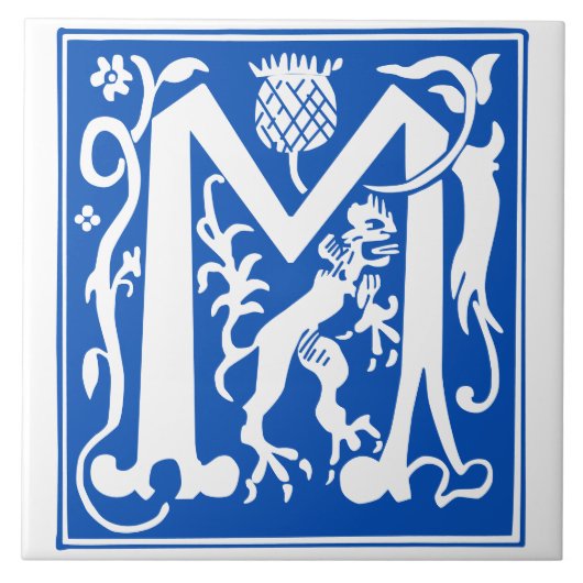 16e eeuw Mythische creaties Decoratief Kapitaal M Tegeltje (Voorkant)