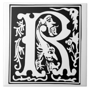 16e eeuw Mythische creaties Decoratief Kapitaal R Tegeltje