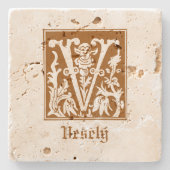 16e eeuw Mythische creaties Decoratief Kapitaal V Stenen Onderzetter (Voorkant)