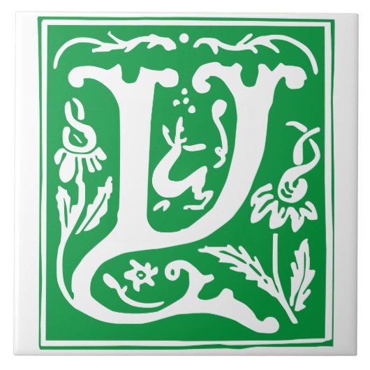 16e eeuw Mythische creaties Decoratief Kapitaal Y Tegeltje (Voorkant)