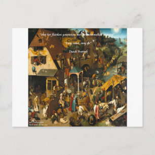 16e eeuw Nederlands kunst en beroemd spreekwoord Briefkaart