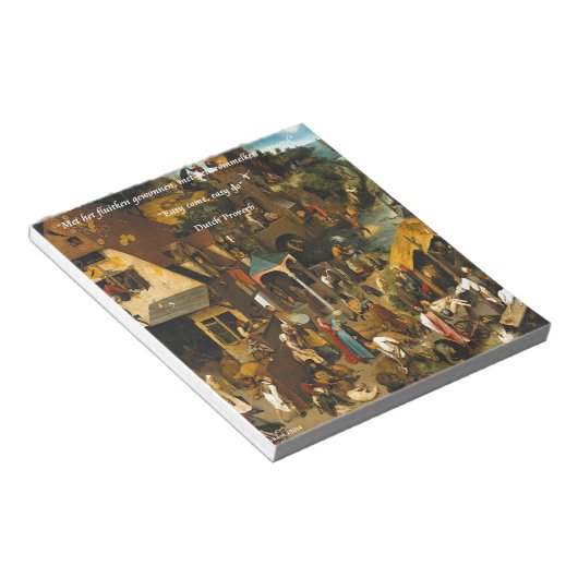 16e eeuw Nederlands kunst en beroemd spreekwoord Notitieblok (Schuin)